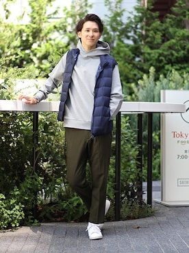 「417 EDIFICE（フォーワンセブンエディフィス）のアイテム（ダウンベスト）」を使った、417 officialさん（メンズ・173cm）の夏コーディネート