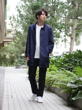 「417 by EDIFICE」｜「アイテム（ステンカラーコート）」を使った、417 officialさん（メンズ・173cm）の秋コーディネート