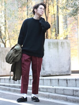 「MANEBU（マネブ）のアイテム（シューズ）」を使った、417 officialさん（メンズ・173cm）の冬コーディネート