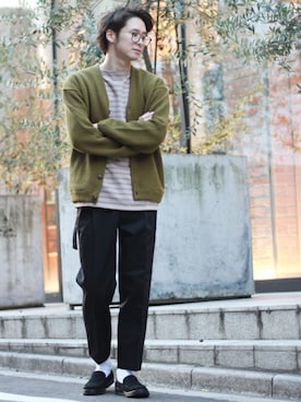 「MANEBU（マネブ）のアイテム（シューズ）」を使った、417 officialさん（メンズ・173cm）の冬コーディネート