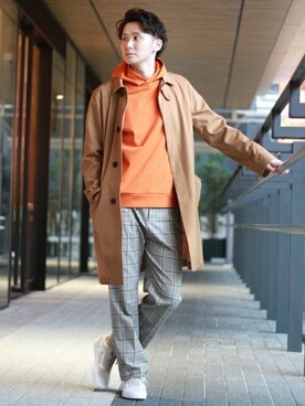 「417 by EDIFICE」｜「アイテム（ステンカラーコート）」を使った、417 officialさん（メンズ・173cm）の冬コーディネート