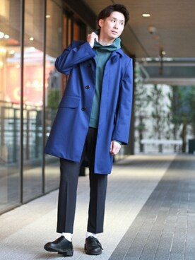「417 by EDIFICE」｜「アイテム（ステンカラーコート）」を使った、417 officialさん（メンズ・173cm）の冬コーディネート