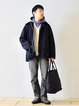 「417 EDIFICE（フォーワンセブンエディフィス）のアイテム（パーカー）」を使った、417 officialさん（メンズ・165cm）の冬コーディネート