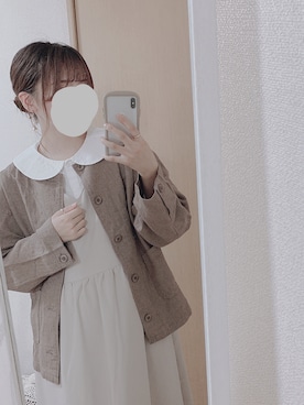 「ノーカラージャケット」｜「アイテム（ジャンパースカート）」を使った、むぎさん（レディース・153cm）の夏コーディネート