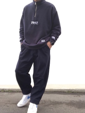 「youthloser」｜「アイテム（スウェット）」を使った、hellocoordinateさん（メンズ・170cm）の冬コーディネート