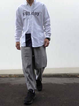 「tim.（ティム）のアイテム（パンツ）」を使った、hellocoordinateさん（メンズ・170cm）の春コーディネート