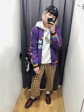 「NBA（エヌビーエー）のアイテム（ジャケット/アウター）」を使った、MAO さん（レディース・172cm）の冬コーディネート