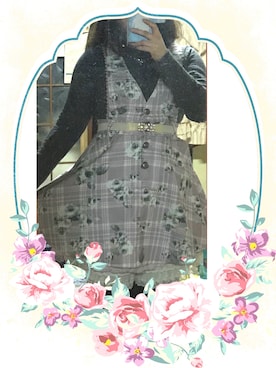 「axes femme POETIQUE（アクシーズファムポエティック）のアイテム（ジャンパースカート）」を使った、teroさん（レディース・153cm）の冬コーディネート