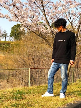 「CLANE（クラネ）のアイテム（スウェット）」を使った、taka®️さん（メンズ・166cm）の春コーディネート