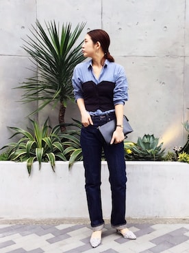 「アイテム（チューブトップ）」を使った、SAAYA KOUZAWAさん（レディース・165cm）の春コーディネート