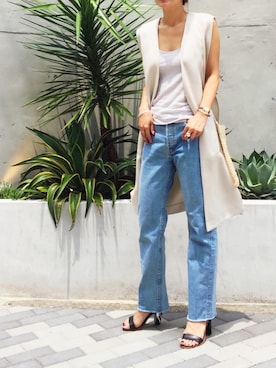 「アイテム（キャミソール、グレー系）」を使った、SAAYA KOUZAWAさん（レディース・165cm）の夏コーディネート