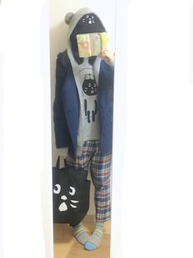 「にゃー」｜「アイテム（ピーコート）」を使った、kzcさん（レディース・171cm）の冬コーディネート