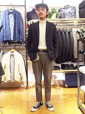 「カジュアルコーデ」｜「アイテム（テーラードジャケット）」を使った、よっしーさん（メンズ・169cm）の冬コーディネート