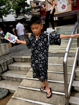 「しまむら（シマムラ）のアイテム（浴衣）」を使った、SHINさん（キッズ・110cm）の夏コーディネート