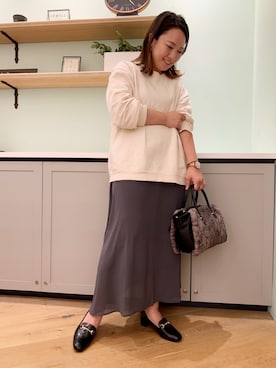 「スエット」｜「アイテム（ローファー）」を使った、NANAさん（レディース・163cm）の秋コーディネート