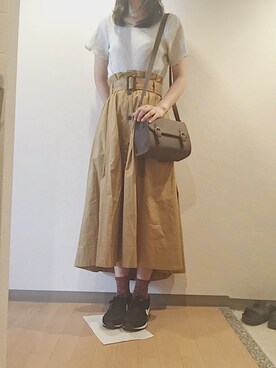 yuriさんの「ベルト付きロングフレアスカート」を使ったコーディネート