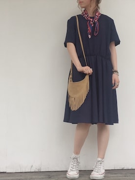 「Banana Republic（バナナリパブリック）のアイテム（ショルダーバッグ）」を使った、LADIES&ANTIQUES NoT kyomachiさん（レディース・161cm）の夏コーディネート