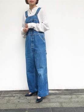 「OSHKOSH（オシュコシュ）のアイテム（サロペット/オーバーオール）」を使った、LADIES&ANTIQUES NoT kyomachiさん（レディース・161cm）の秋コーディネート