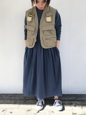 「Eddie Bauer（エディーバウアー）のアイテム（ワンピース/ドレス）」を使った、LADIES&ANTIQUES NoT kyomachiさん（レディース・161cm）の秋コーディネート