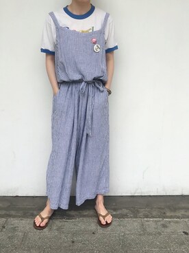 「アイテム（サロペット/オーバーオール）」を使った、LADIES&ANTIQUES NoT kyomachiさん（レディース・161cm・20代）の夏コーディネート