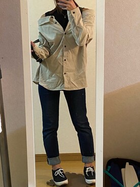「UNIQLO（ユニクロ）のアイテム（デニムパンツ、ブルー系）」を使った、さゆきさん（レディース・152cm）の秋コーディネート