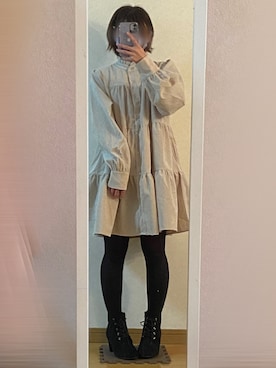 「AS KNOW AS PINKY（アズノゥアズピンキー）のアイテム（チュニック）」を使った、さゆきさん（レディース・152cm）の冬コーディネート