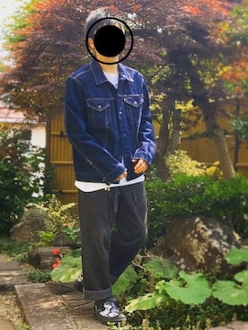 「ラッドミュージシャン」｜「アイテム（デニムジャケット）」を使った、チャコペン相互さん（メンズ・168cm）の夏コーディネート