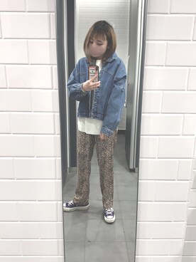 「ワッフル」｜「アイテム（デニムジャケット）」を使った、kanaさん（レディース・148cm）の春コーディネート