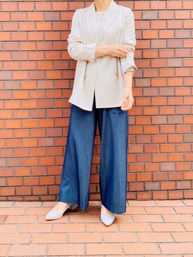 「アイテム（パンプス、グレー系）」を使った、yamadaさん（レディース・159cm）の春コーディネート