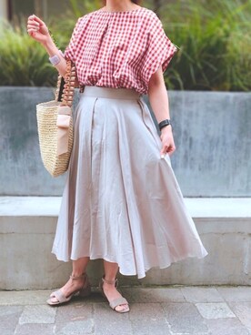 「アイテム（パンプス、グレー系）」を使った、yamadaさん（レディース・147cm）の春コーディネート