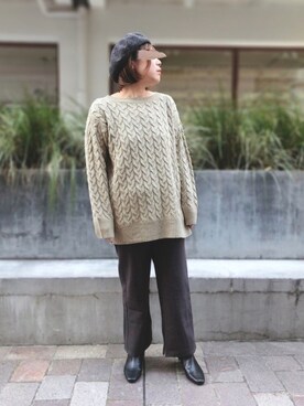「Te chichi（テチチ）のアイテム（ハンチング/ベレー帽）」を使った、yamadaさん（レディース・160cm）の秋コーディネート