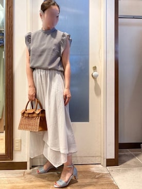 「チドリ柄」｜「アイテム（スカート）」を使った、yamadaさん（レディース・158cm）の夏コーディネート