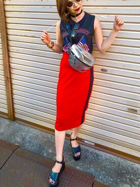赤タイトスカート の人気ファッションコーディネート Wear
