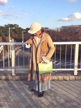 「バーバリー」｜「アイテム（キャップ）」を使った、やまだ。さん（レディース・156cm）の秋コーディネート