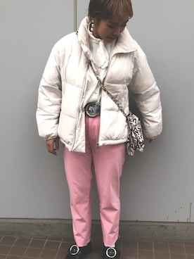 「アイテム（ダウンジャケット/コート）」を使った、やまだ。さん（レディース・156cm・10代）の秋コーディネート