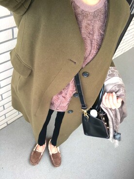 「NANO universe（ナノユニバース）のアイテム（モカシン/デッキシューズ）」を使った、haruさん（レディース・159cm）の冬コーディネート