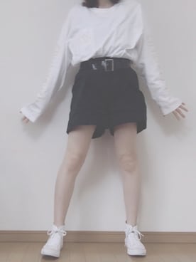 「チャットモンチーのアイテム（Tシャツ/カットソー、ホワイト系）」を使った、ﾘ   ｻさん（レディース・161cm）の秋コーディネート
