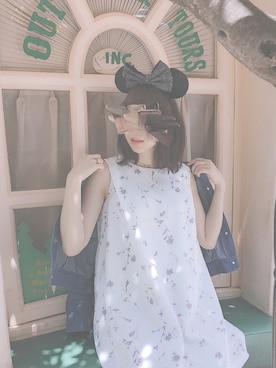 「REDYAZEL（レディアゼル）のCanCam コラボフラワーAラインワンピース（ワンピース、ブルー系）」を使った、ﾘ   ｻさん（レディース・161cm）の春コーディネート