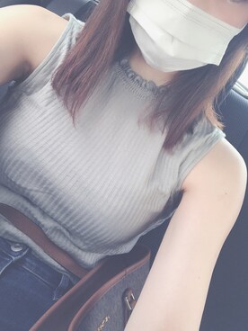 「GU（ジーユー）のアイテム（タンクトップ、グリーン系）」を使った、ﾘ   ｻさん（レディース・161cm）の夏コーディネート