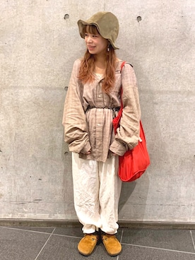 「Hender Scheme（エンダースキーマ）のアイテム（ハット）」を使った、ﾐｽﾞｷさん（レディース・144cm）の秋コーディネート