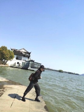 「实体店购入のアイテム（バックパック/リュック、ブラウン系）」を使った、ふみさん（レディース・158cm）の春コーディネート