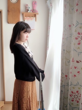 「Supreme.La.La.（シュープリームララ）のアイテム（ニット/セーター）」を使った、RUUさん（レディース・156cm）の秋コーディネート
