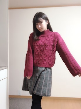 「Supreme.La.La.（シュープリームララ）のアイテム（スカート）」を使った、RUUさん（レディース・156cm）の冬コーディネート