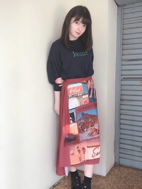 「REDYAZEL（レディアゼル）のアイテム（スウェット）」を使った、RUUさん（レディース・156cm）の春コーディネート