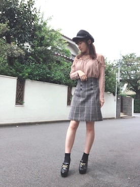 「Supreme.La.La.（シュープリームララ）のアイテム（スカート）」を使った、RUUさん（レディース・156cm）の秋コーディネート