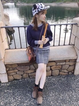 「Supreme.La.La.（シュープリームララ）のアイテム（スカート）」を使った、RUUさん（レディース・156cm）の秋コーディネート