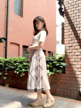 クレストブリッジチェックスカーフプリントスカートを使った人気  