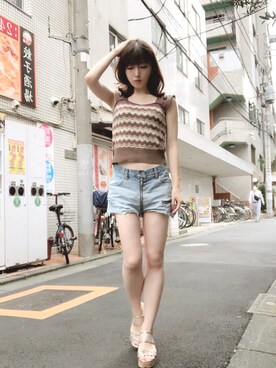 「LILY BROWN（リリーブラウン）のアイテム」を使った、RUUさん（レディース・156cm）の夏コーディネート