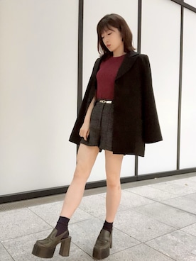 「MOUSSY（マウジー）のアイテム（テーラードジャケット）」を使った、RUUさん（レディース・156cm）の秋コーディネート