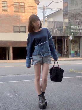 「SPIRALGIRL（スパイラルガール）のアイテム（スウェット）」を使った、RUUさん（レディース・156cm）の秋コーディネート